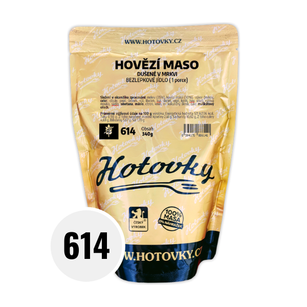 Hotovky - 614 Bezlepkové-Hovězí maso dušené v mrkvi (1 porce) /SLEVA/